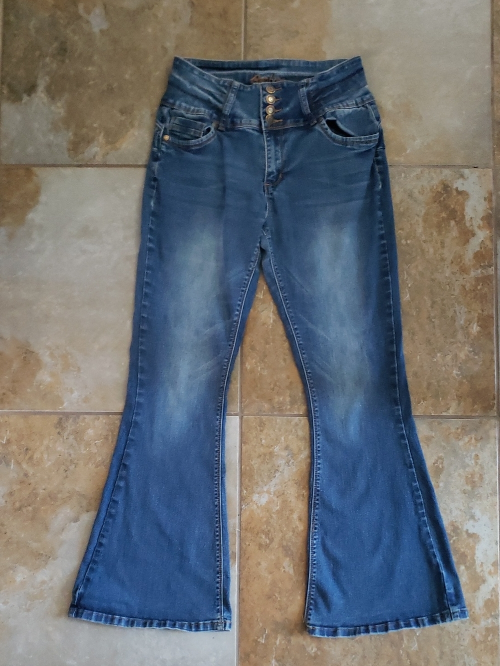 Women's Blue Flared Jeans - Classic High-Rise (3 Set)